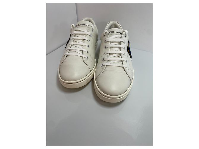 Sneakers in pelle bianca Dolce & Gabbana Logo DG Bianco - vista 3