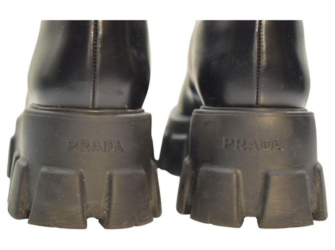 Prada Monolith Scarpe Derby in Pelle Spazzolata - Nero - vista 6