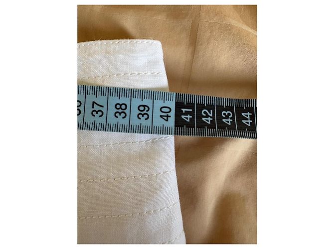 Cambon Pantalones de lino blanco Chanel de pierna ancha - vista 13