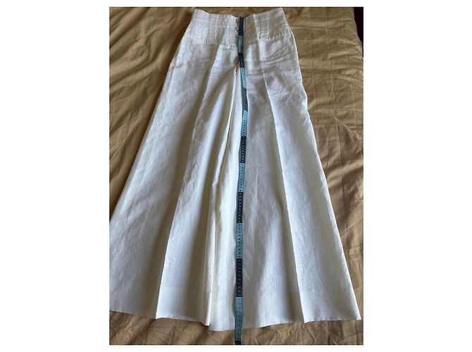 Cambon Pantalones de lino blanco Chanel de pierna ancha - vista 16