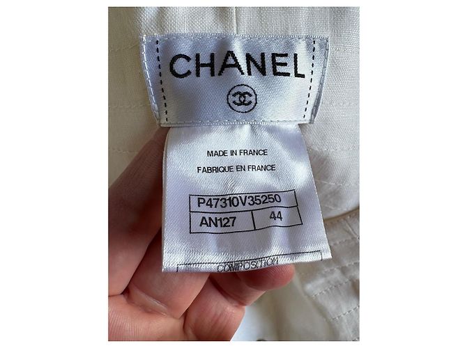 Cambon Pantalones de lino blanco Chanel de pierna ancha - vista 5