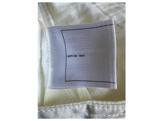 Cambon Pantalones de lino blanco Chanel de pierna ancha - vista 6
