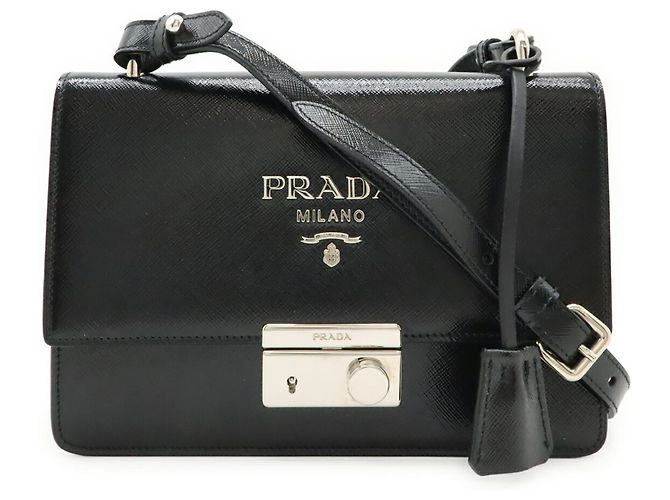 Clutch e borsa a spalla in pelle smaltata nera Prada Nero - vista 2