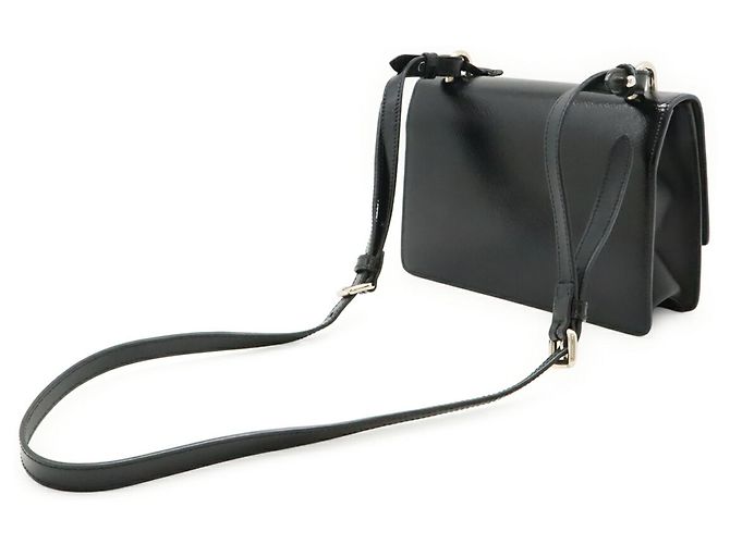 Clutch e borsa a spalla in pelle smaltata nera Prada Nero - vista 3
