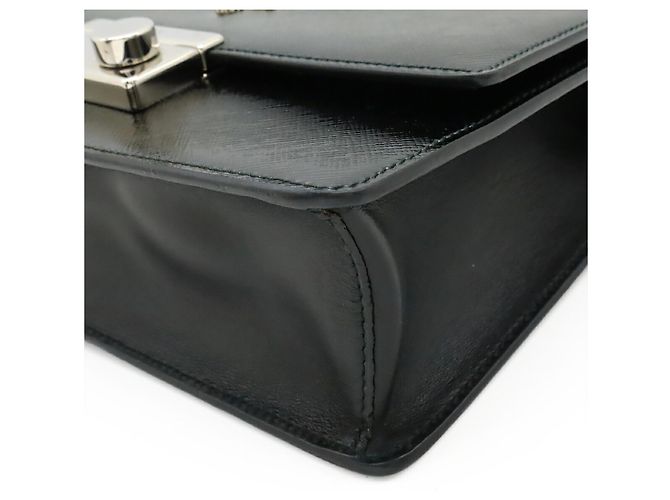 Clutch e borsa a spalla in pelle smaltata nera Prada Nero - vista 4
