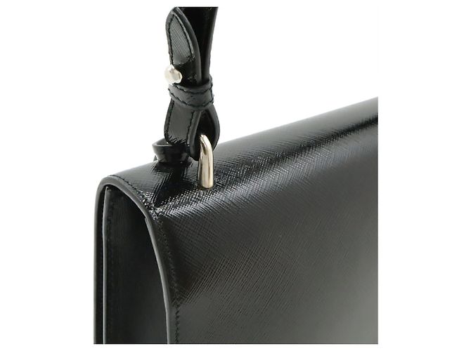Clutch e borsa a spalla in pelle smaltata nera Prada Nero - vista 5