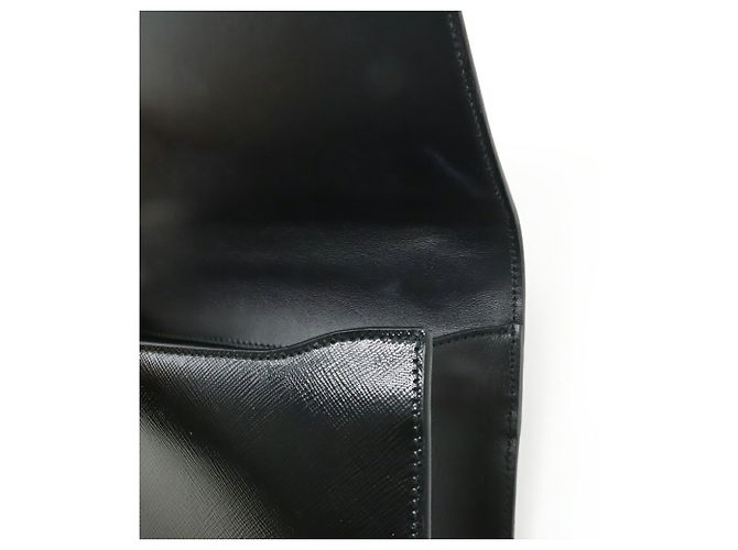 Clutch e borsa a spalla in pelle smaltata nera Prada Nero - vista 8