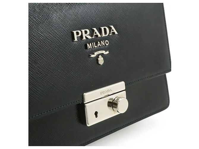 Clutch e borsa a spalla in pelle smaltata nera Prada Nero - vista 9