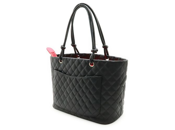 Große Schultertasche Chanel Cambon Line Coco Mark Schwarz Pink - Ansicht 3