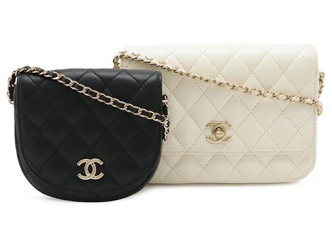 CHANEL Matelassé Schultertasche mit Kette Schwarz Roh - Ansicht 2