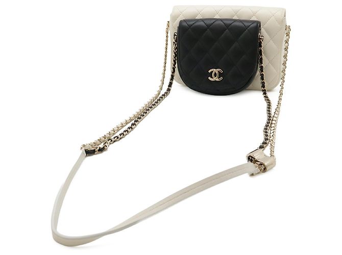 CHANEL Matelassé Schultertasche mit Kette Schwarz Roh - Ansicht 3