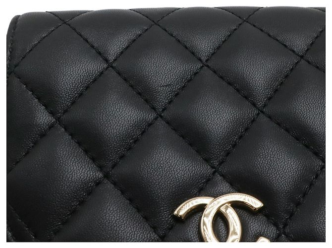 CHANEL Matelassé Schultertasche mit Kette Schwarz Roh - Ansicht 8