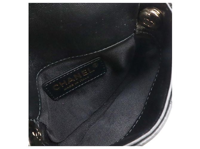 CHANEL Matelassé Schultertasche mit Kette Schwarz Roh - Ansicht 9