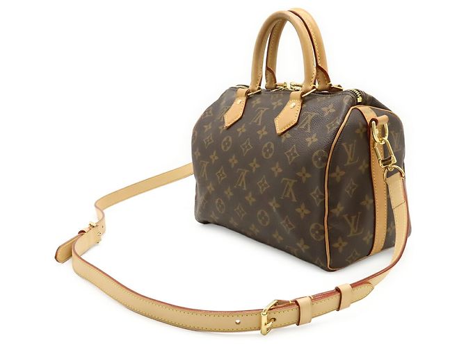 Borsa Louis Vuitton Monogram Speedy Bandolere 25 Marrone - vista 3