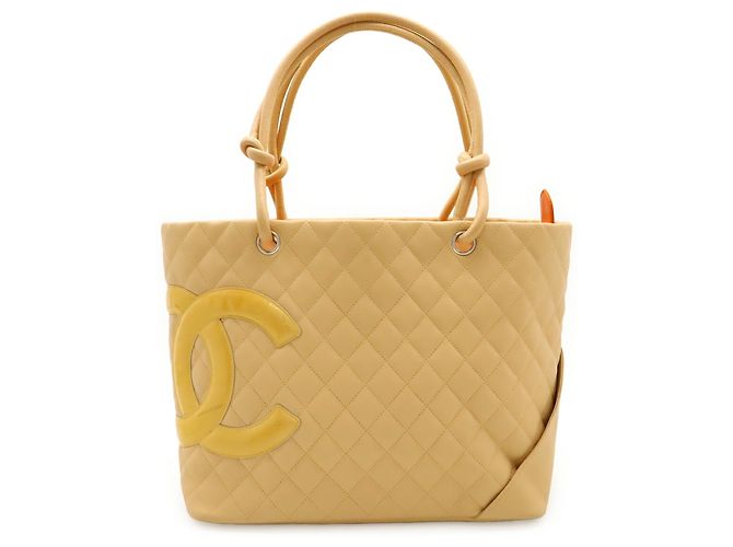 Große Schultertasche Chanel Cambon Line Coco Mark Beige Gelb - Ansicht 2