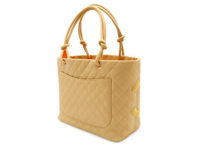 Große Schultertasche Chanel Cambon Line Coco Mark Beige Gelb - Ansicht 3