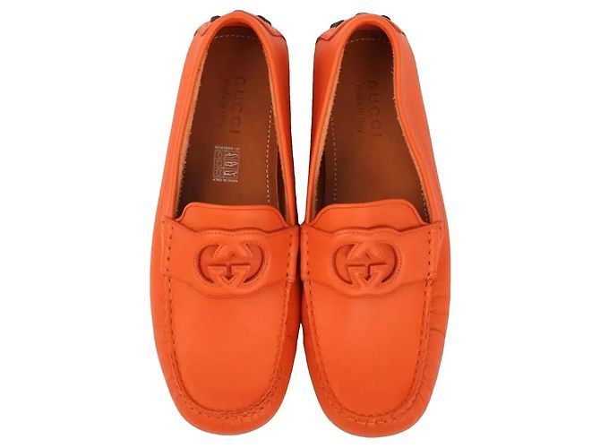 Mocassini Gucci in pelle arancione - vista 2