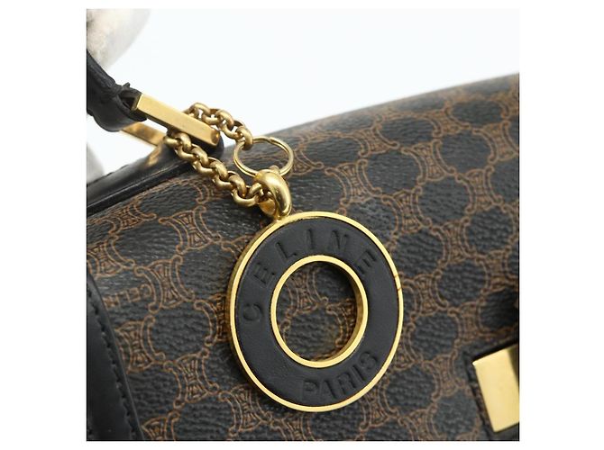Céline Borsa a mano in tela Macadam CELINE in pelle PVC nera e oro Auth 178597A Nero D'oro - vista 14