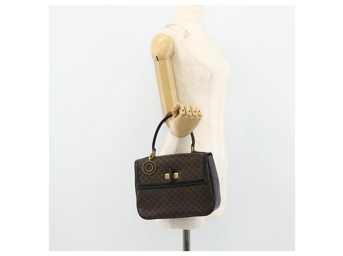 Céline Borsa a mano in tela Macadam CELINE in pelle PVC nera e oro Auth 178597A Nero D'oro - vista 23