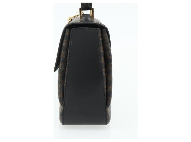 Céline Borsa a mano in tela Macadam CELINE in pelle PVC nera e oro Auth 178597A Nero D'oro - vista 4