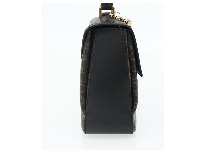 Céline Borsa a mano in tela Macadam CELINE in pelle PVC nera e oro Auth 178597A Nero D'oro - vista 5