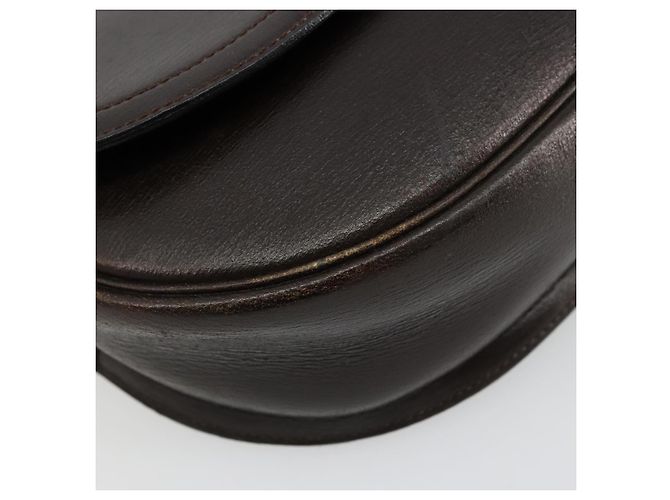 Borsa a Spalla Christian Dior in Pelle Marrone Scuro Oro Auth 178017 D'oro - vista 11