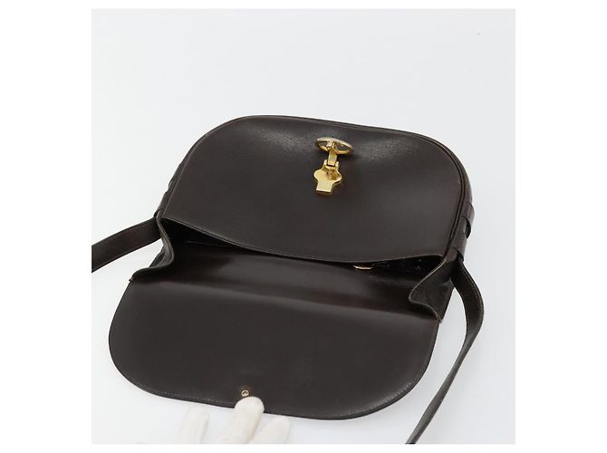 Borsa a Spalla Christian Dior in Pelle Marrone Scuro Oro Auth 178017 D'oro - vista 15