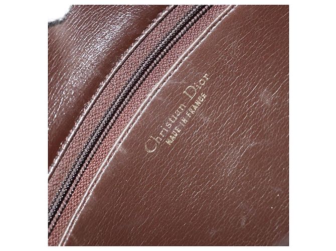 Borsa a Spalla Christian Dior in Pelle Marrone Scuro Oro Auth 178017 D'oro - vista 16
