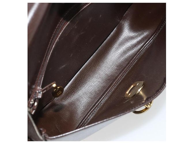 Borsa a Spalla Christian Dior in Pelle Marrone Scuro Oro Auth 178017 D'oro - vista 17