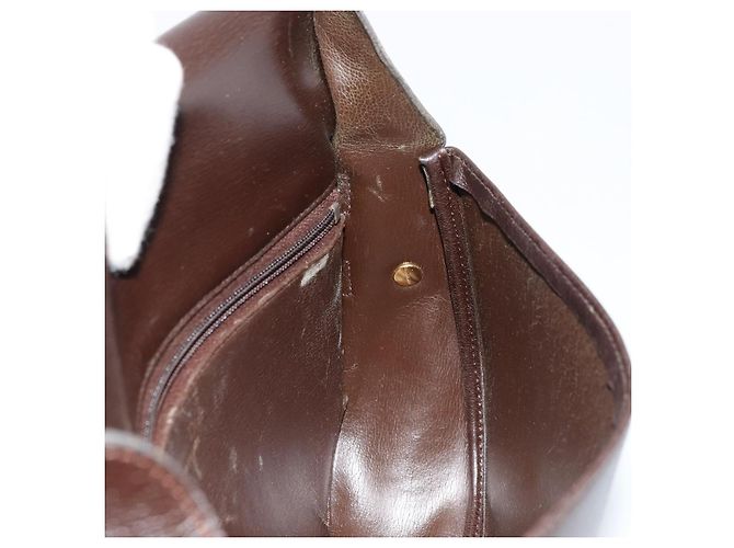 Borsa a Spalla Christian Dior in Pelle Marrone Scuro Oro Auth 178017 D'oro - vista 18