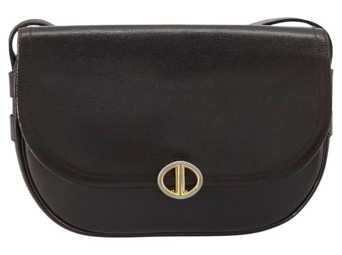 Borsa a Spalla Christian Dior in Pelle Marrone Scuro Oro Auth 178017 D'oro - vista 2