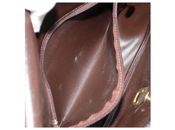 Borsa a Spalla Christian Dior in Pelle Marrone Scuro Oro Auth 178017 D'oro - vista 21