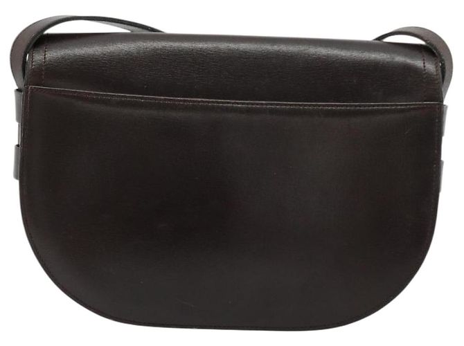 Borsa a Spalla Christian Dior in Pelle Marrone Scuro Oro Auth 178017 D'oro - vista 3