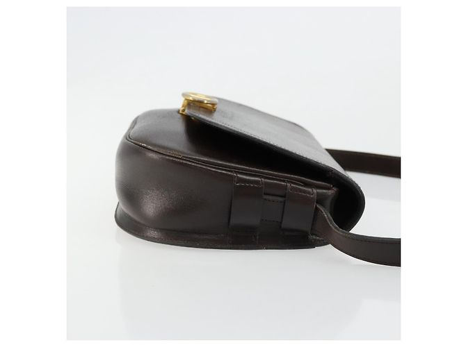 Borsa a Spalla Christian Dior in Pelle Marrone Scuro Oro Auth 178017 D'oro - vista 4