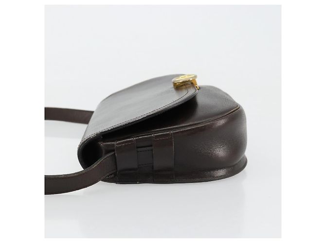 Borsa a Spalla Christian Dior in Pelle Marrone Scuro Oro Auth 178017 D'oro - vista 5