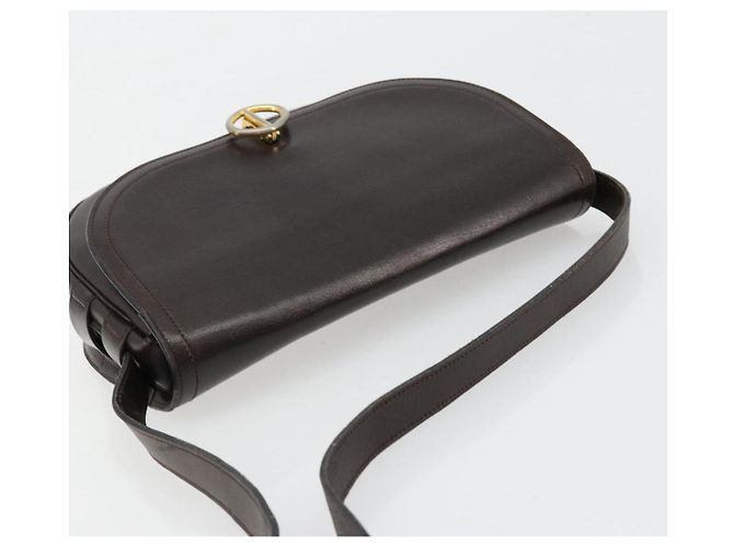 Borsa a Spalla Christian Dior in Pelle Marrone Scuro Oro Auth 178017 D'oro - vista 6