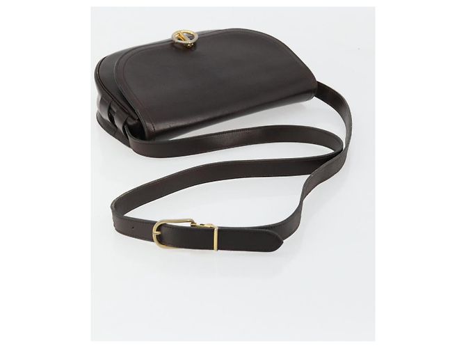 Borsa a Spalla Christian Dior in Pelle Marrone Scuro Oro Auth 178017 D'oro - vista 7