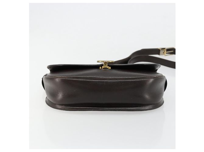 Borsa a Spalla Christian Dior in Pelle Marrone Scuro Oro Auth 178017 D'oro - vista 9