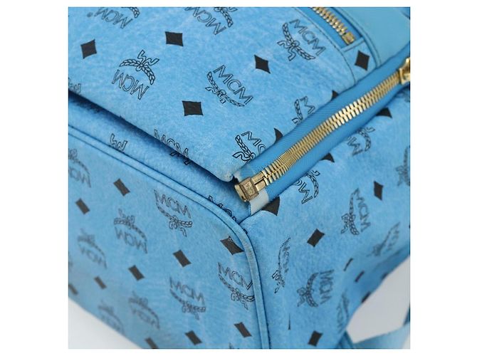 MCM Vicetos Logogramm Rucksack PVC Hellblau Gold Auth 178560 Golden - Ansicht 12