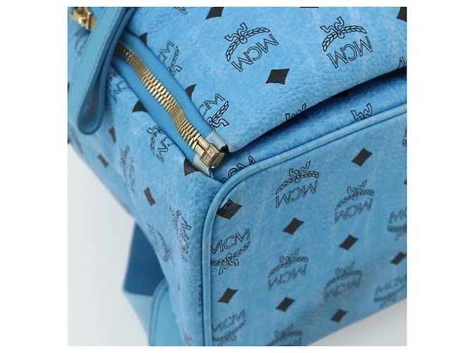 MCM Vicetos Logogramm Rucksack PVC Hellblau Gold Auth 178560 Golden - Ansicht 13