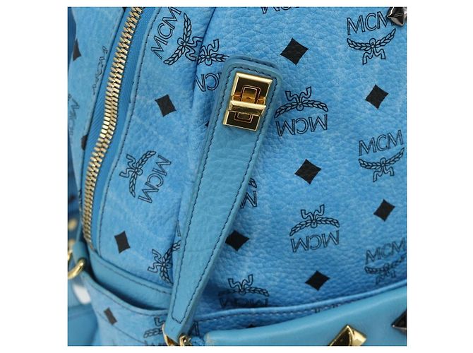 MCM Vicetos Logogramm Rucksack PVC Hellblau Gold Auth 178560 Golden - Ansicht 17