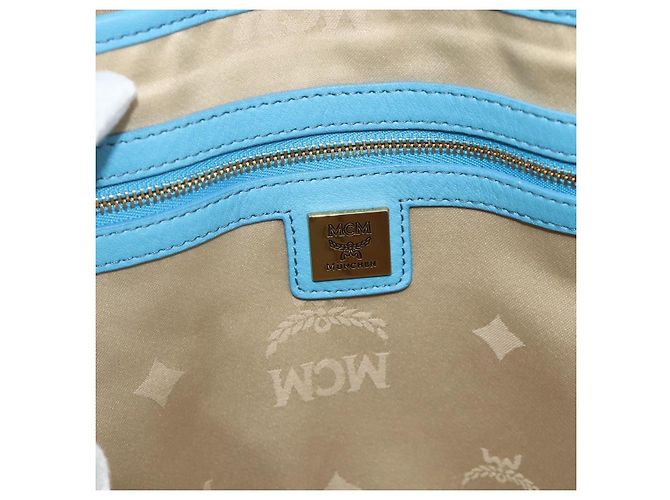 MCM Vicetos Logogramm Rucksack PVC Hellblau Gold Auth 178560 Golden - Ansicht 19