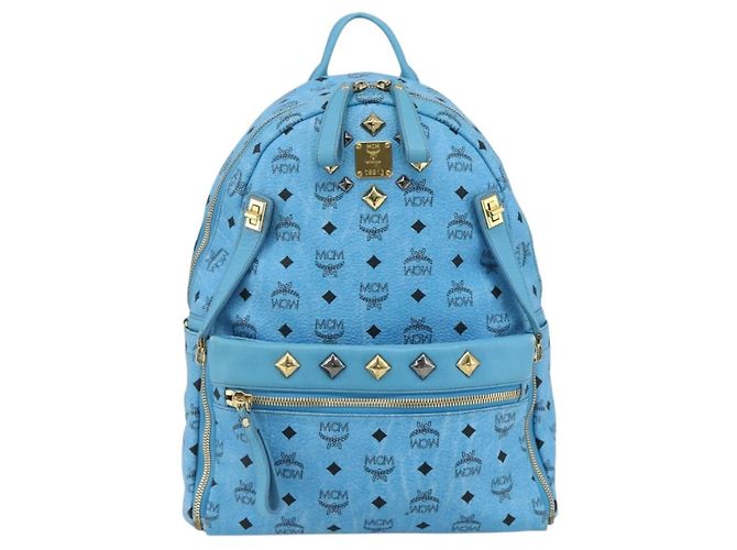 MCM Vicetos Logogramm Rucksack PVC Hellblau Gold Auth 178560 Golden - Ansicht 2