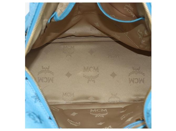 MCM Vicetos Logogramm Rucksack PVC Hellblau Gold Auth 178560 Golden - Ansicht 20