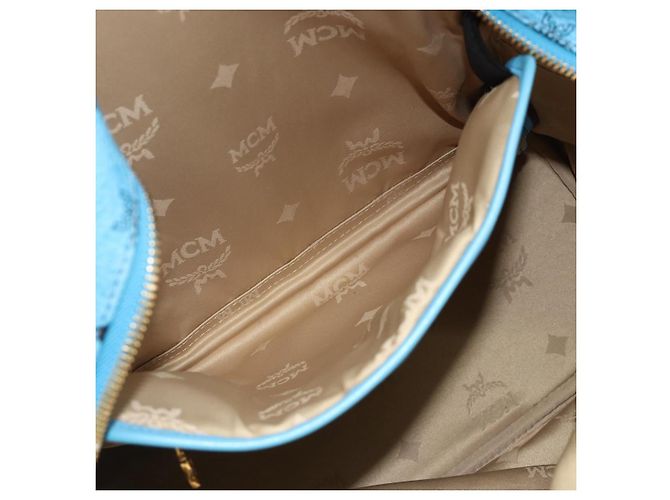 MCM Vicetos Logogramm Rucksack PVC Hellblau Gold Auth 178560 Golden - Ansicht 23