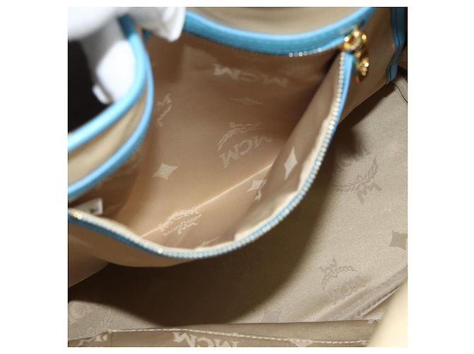 MCM Vicetos Logogramm Rucksack PVC Hellblau Gold Auth 178560 Golden - Ansicht 24