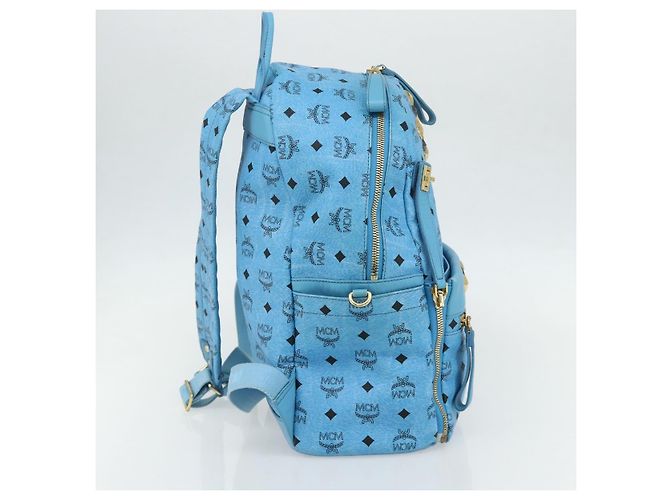 MCM Vicetos Logogramm Rucksack PVC Hellblau Gold Auth 178560 Golden - Ansicht 4
