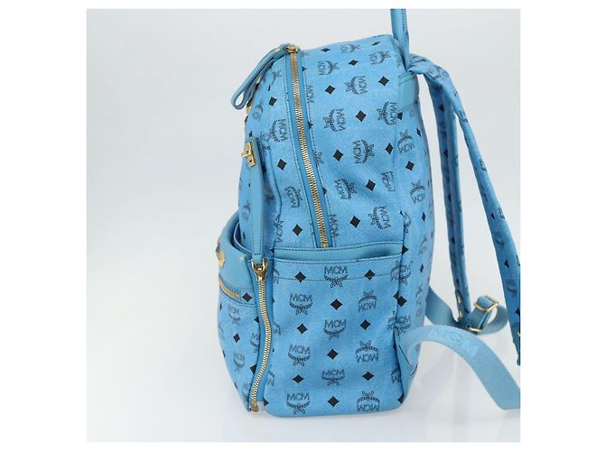 MCM Vicetos Logogramm Rucksack PVC Hellblau Gold Auth 178560 Golden - Ansicht 5