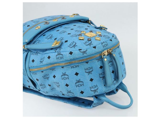 MCM Vicetos Logogramm Rucksack PVC Hellblau Gold Auth 178560 Golden - Ansicht 6