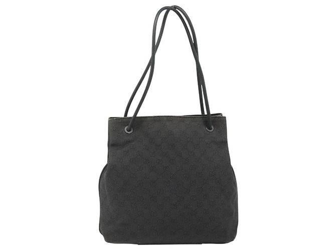 Borsa Tote GG Canvas Gucci Nera 101341 Auth 177247 Nero - vista 2